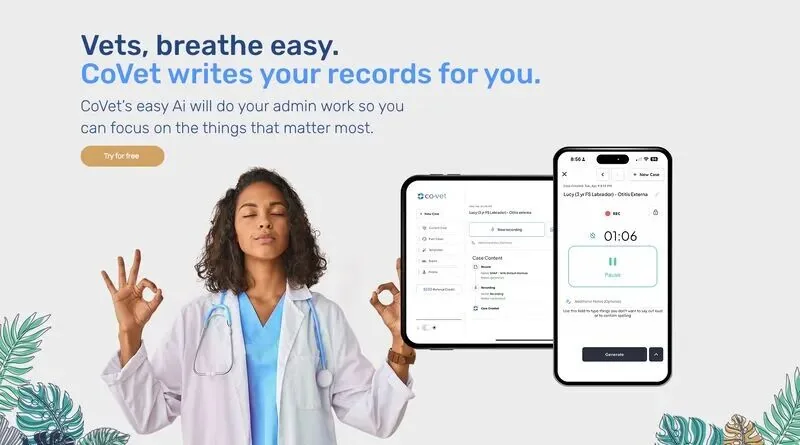 CoVet veterinary AI workflow and records interface