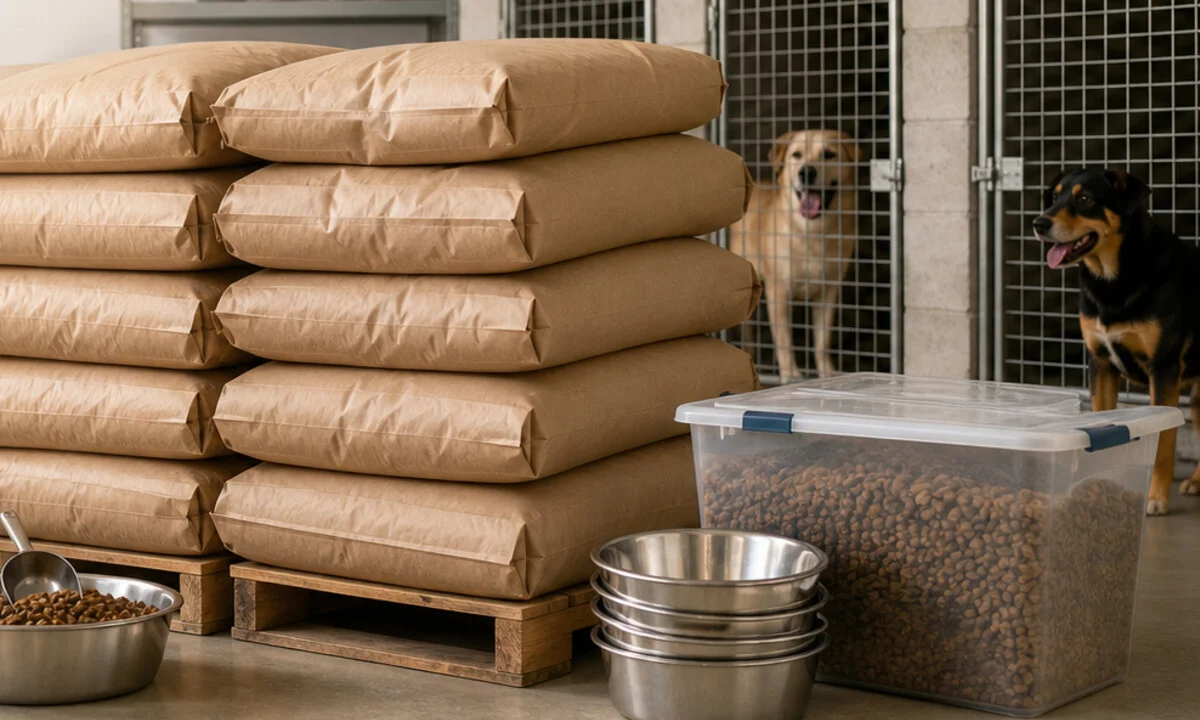 Bulk pet food in plain packaging bags for channel and packaging strategy